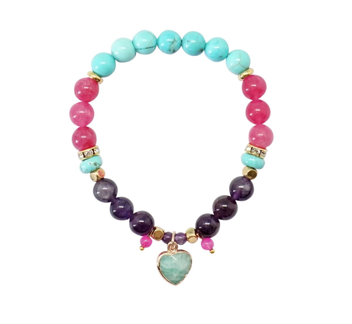 Turquoise Crystal Heart Bracelet With Bamboo Tray Abby Rose Collective 