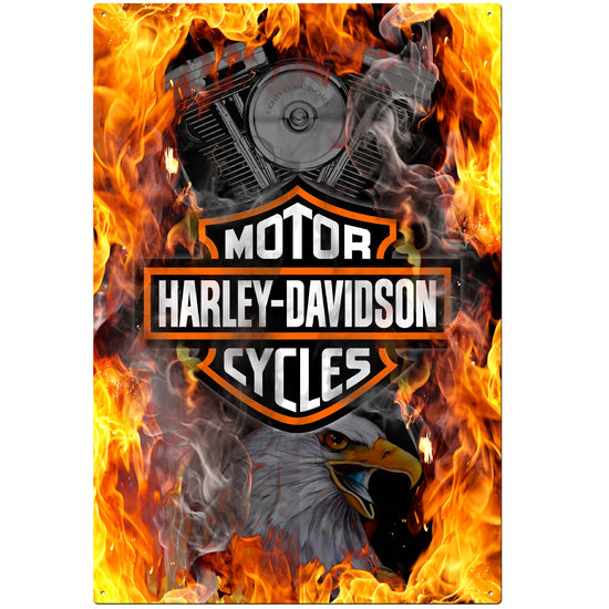Harley Flames Tin Sign
