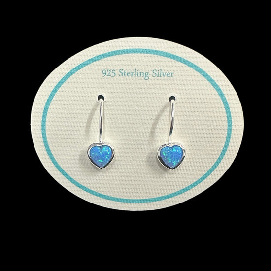 Heart Resin Opal Drop Earrings Blue