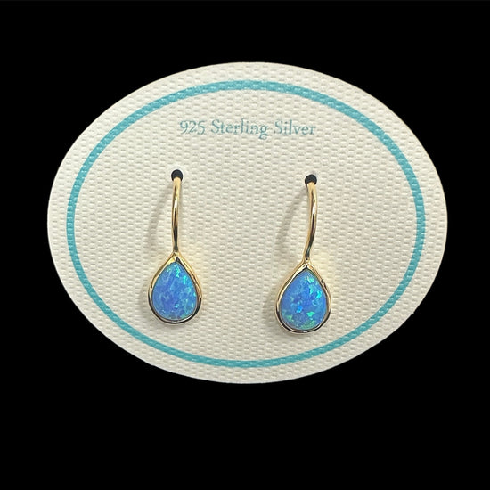 8mm Teardrop Resin Opal Drop Earrings Gold/blue