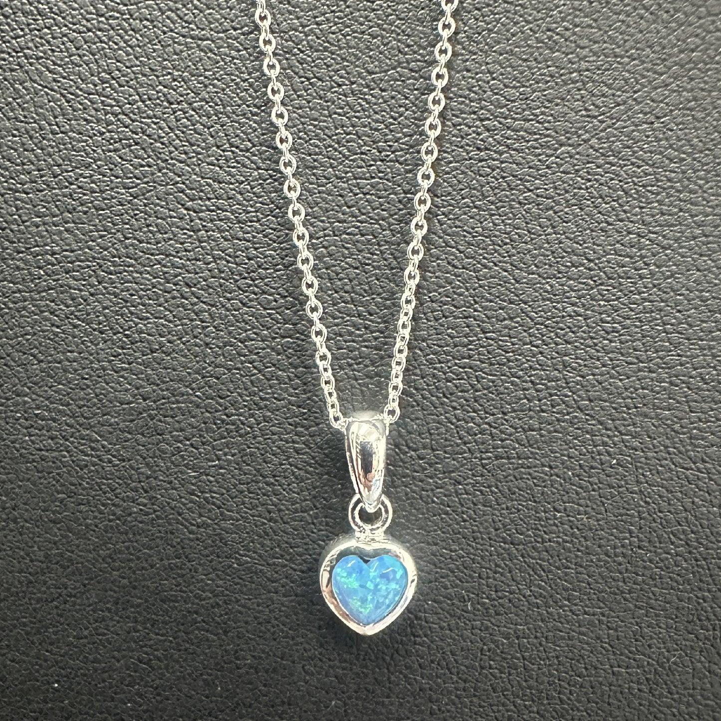 Heart Resin Opal Necklace Blue