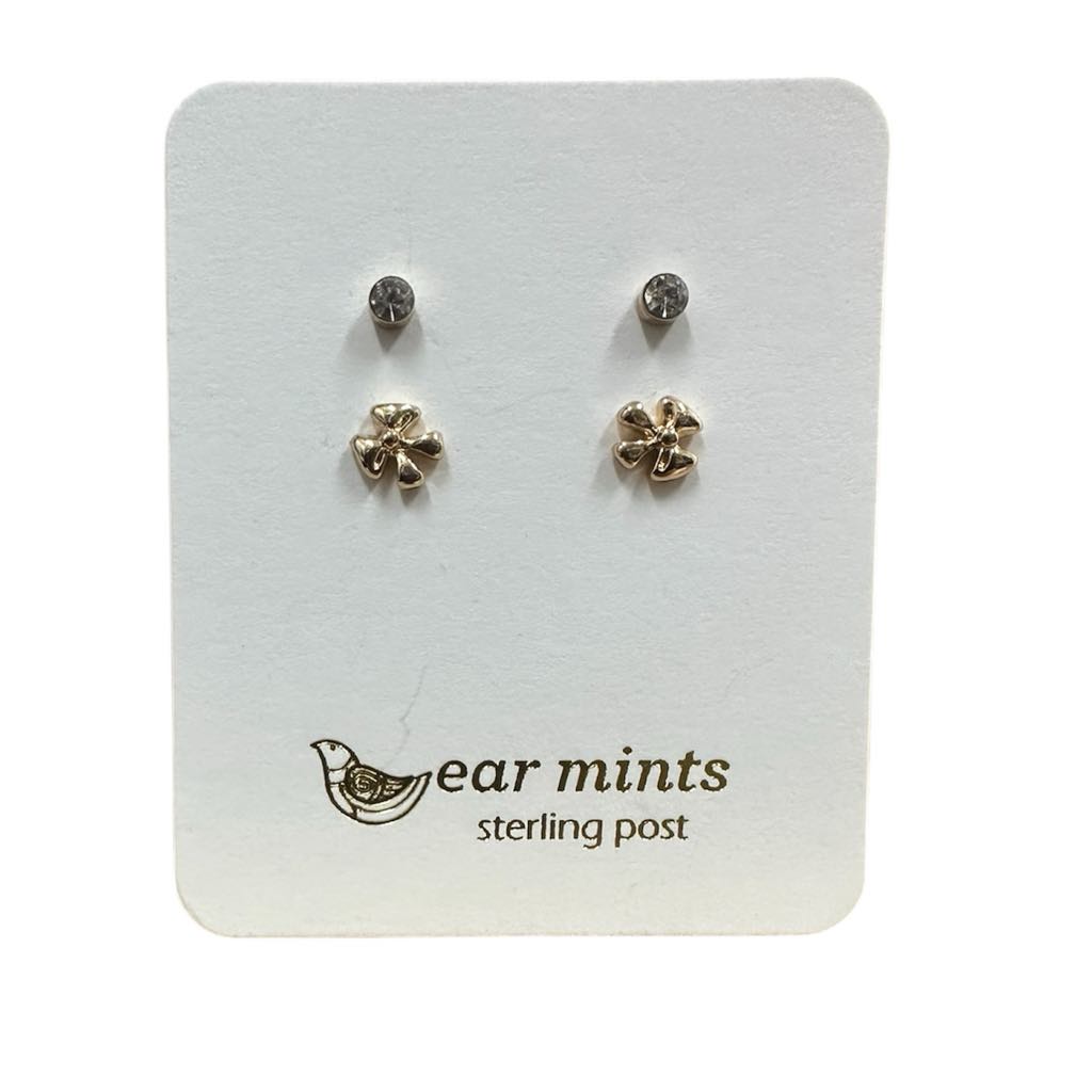 Fabienne - Earrings Studs Bow & Clear CZ [Col:Gold]