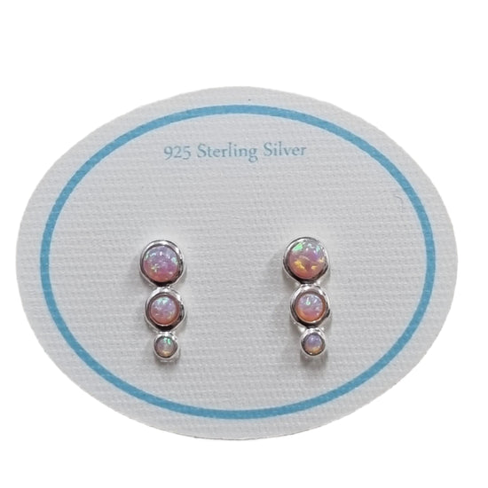 Earrings Resin Opal Studs Tri Pink