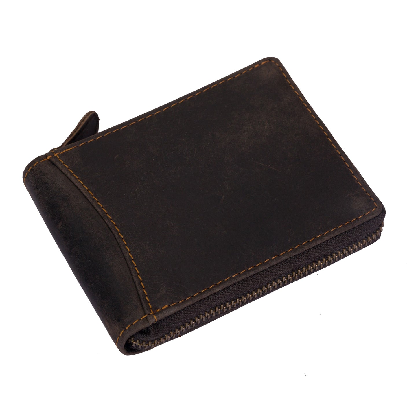 Leather RFID Wallet | Zip Around Wallet - Brown