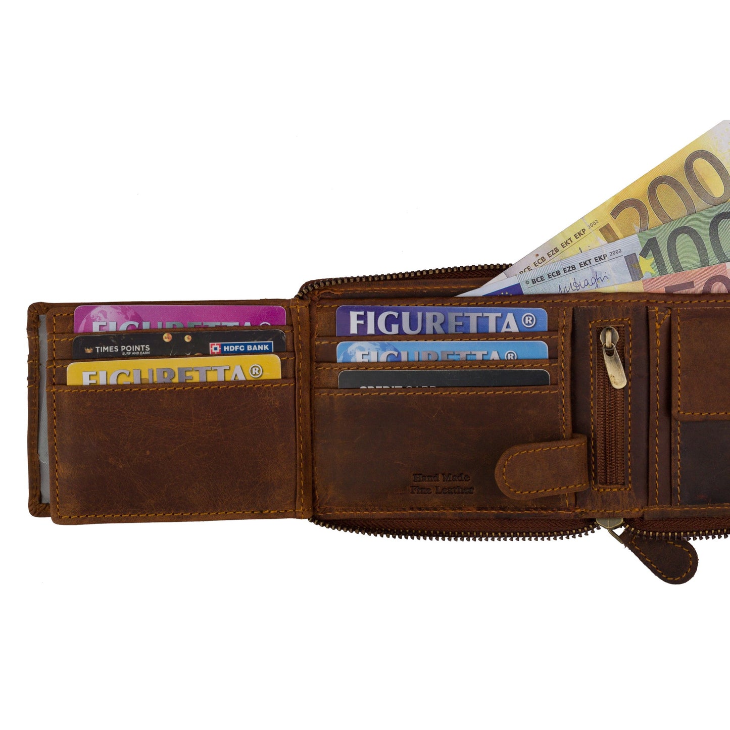 Leather RFID Wallet | Zip Around Wallet - Sandal