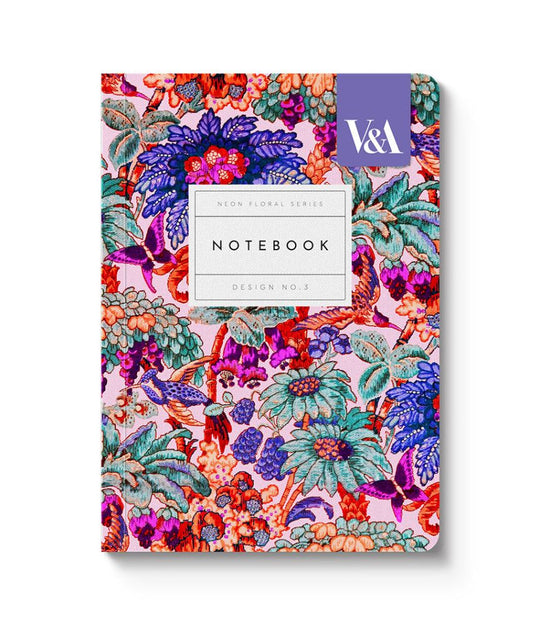 Vevoke Note Book - V&A  A6 Soft Cover Neon  Floral