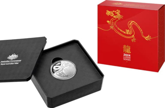 Lunar Year Of The Dragon 2024 $5 Domed Fine Silver Proof Coin