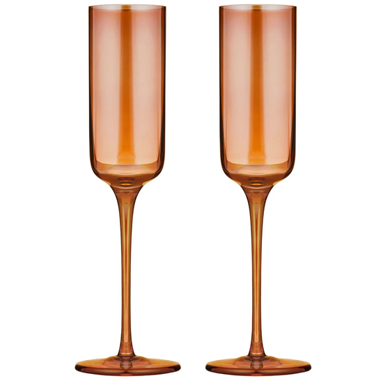 Verity Amber 2pk Champagne Glass