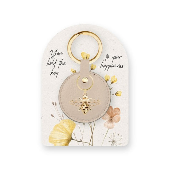 Beeutiful Bee's Leather Keyring - Cream