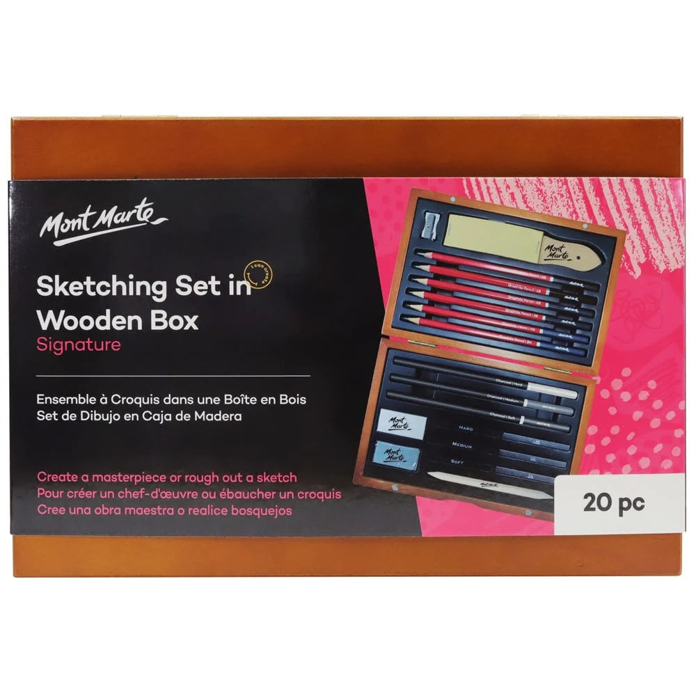 Sketching Set In Wooden Box Signature 21pc