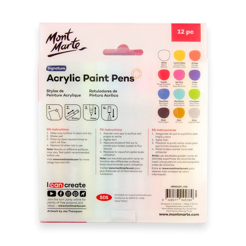 Acrylic Paint Pens Signature Fine Tip 12pc