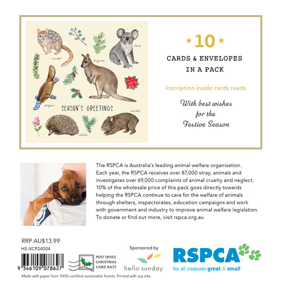 Rspca - Australian Fauna - 10 Charity Christmas Cards Pack