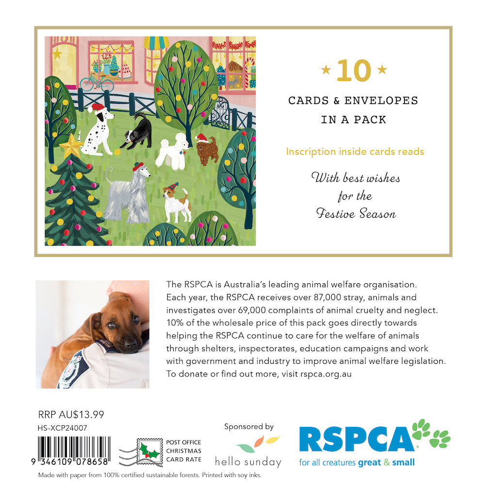 Rspca - Playful Dogs - 10 Charity Christmas Cards Pack