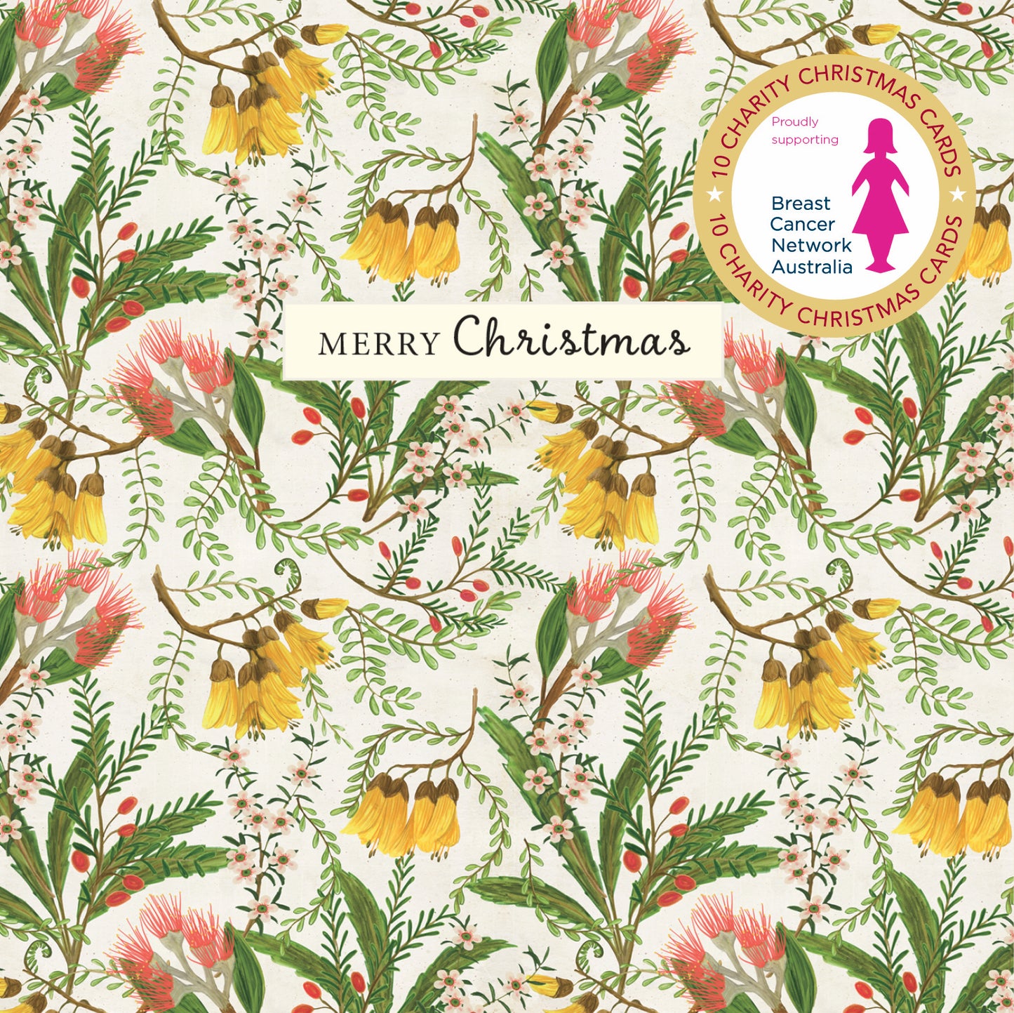 Bcna - Floral Christmas - 10 Charity Christmas Cards Pack