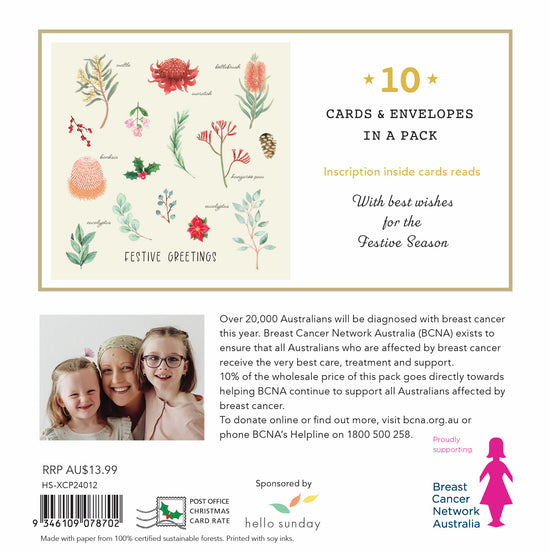 Bcna - Australian Flora - 10 Charity Christmas Cards Pack