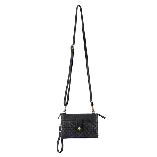 Verona - Weaved Crossbody Phone Bag Black