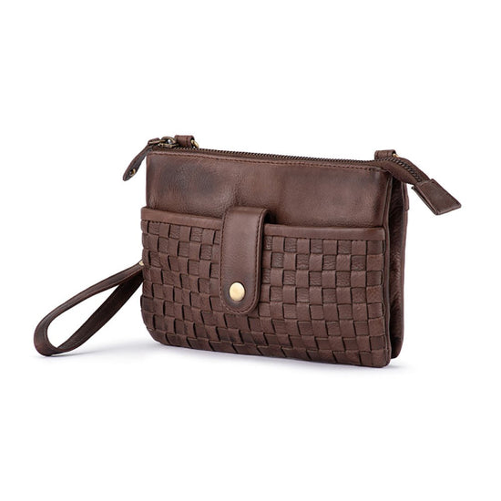 Verona - Weaved Crossbody Phone Bag Brown