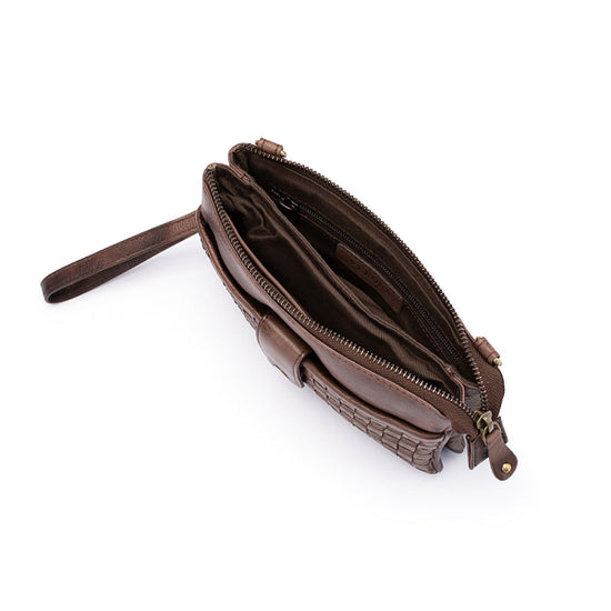 Verona - Weaved Crossbody Phone Bag Brown