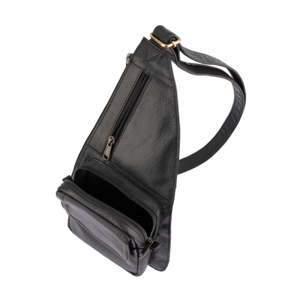 Franco Bonini - Leather Body Sling Bag Black