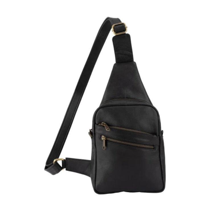 Franco Bonini - Leather Body Sling Bag Black