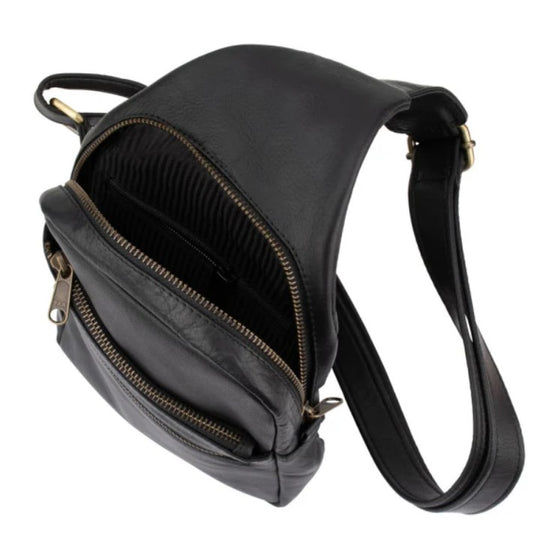 Franco Bonini - Leather Body Sling Bag Black