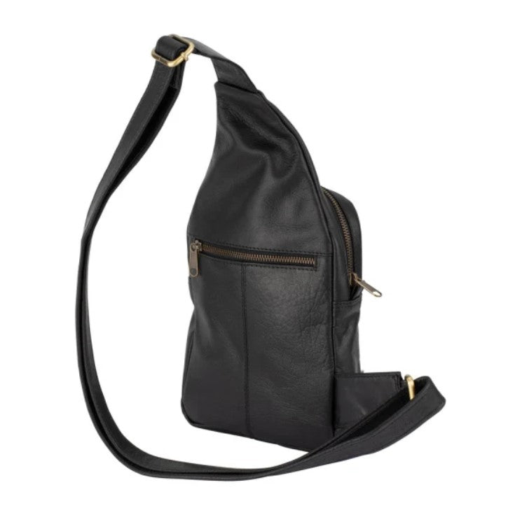 Franco Bonini - Leather Body Sling Bag Black